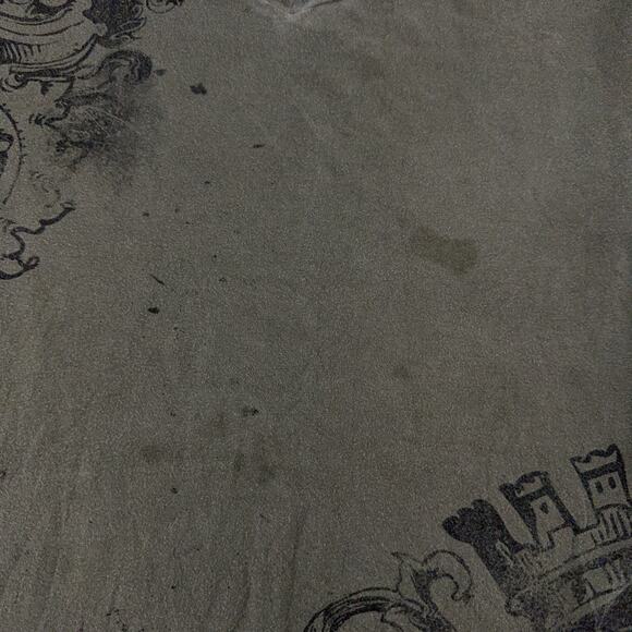 Y2k Buffalo Jeans Shirt XL Gray Graphic Crest Scroll Design Short Sleeve Cotton - Picture 3 of 6